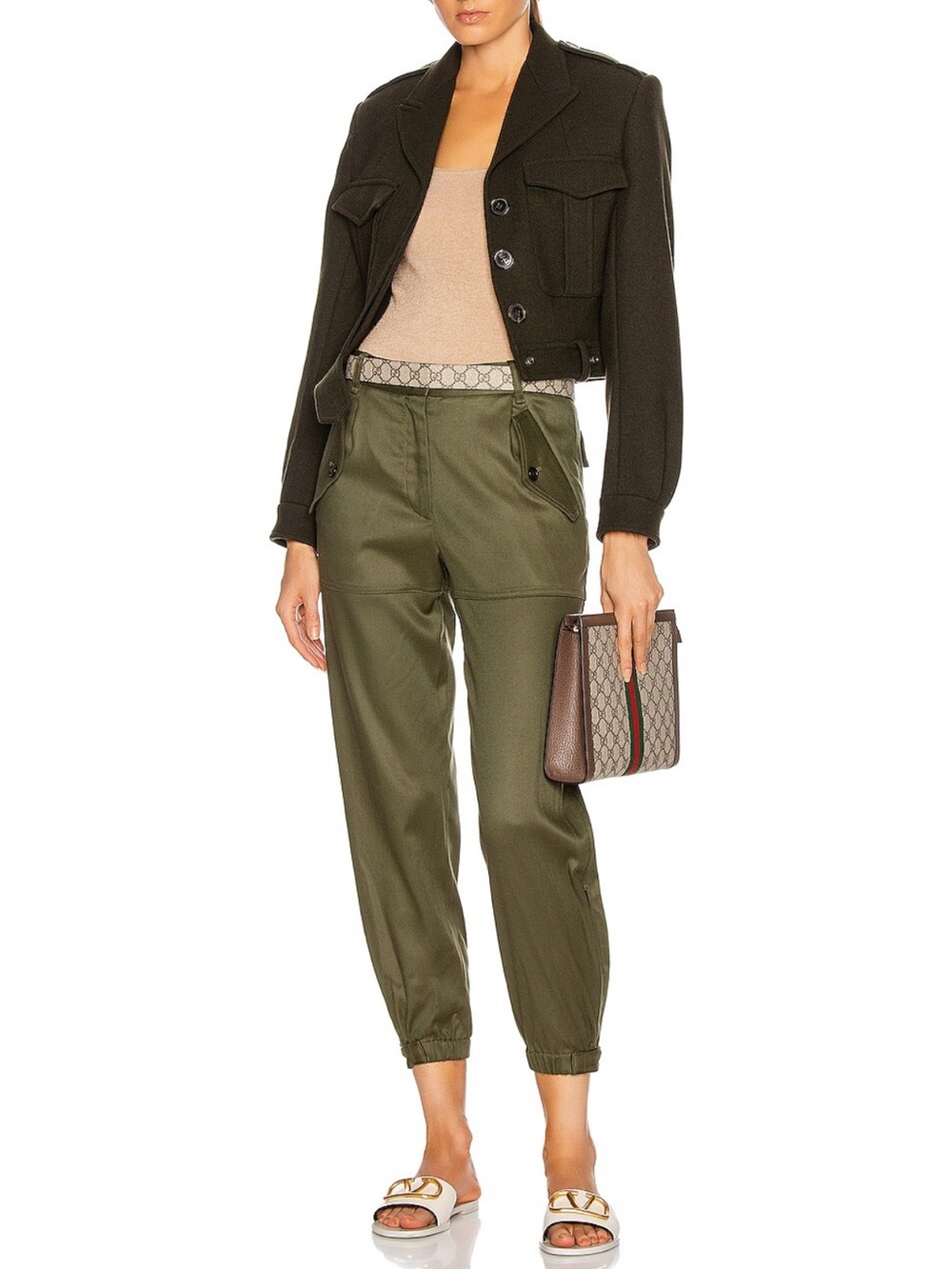NILI LOTAN Arliss Pants in Camo Green Cargo Military‎ Cropped size 4